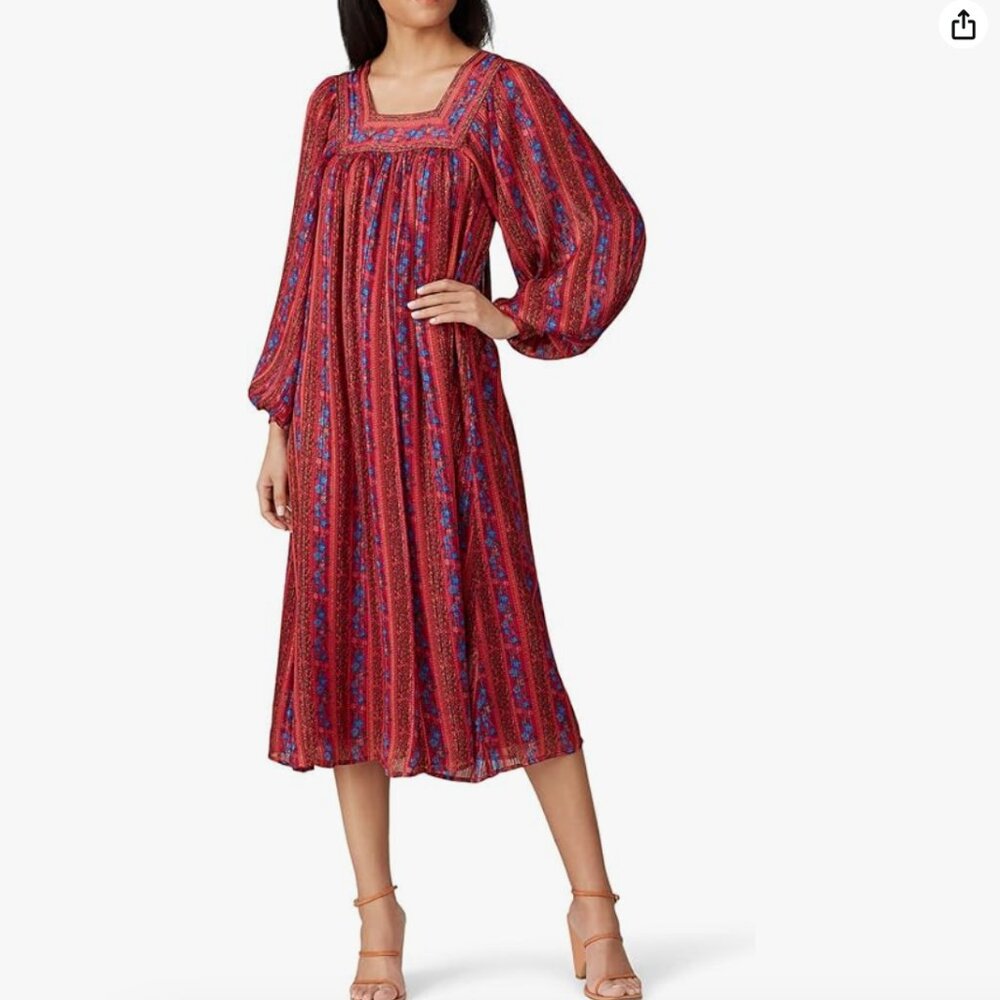 Sweet Baby Jane Red boho dress with Square Neck